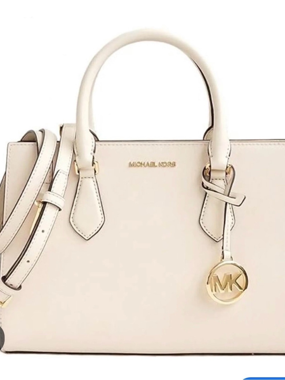 Michael Kors Pale Cream Saffiano Satchel with Gold Hardware